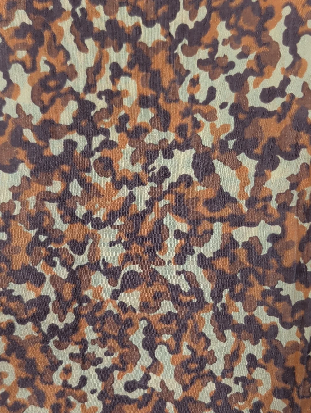 Vintage Scarf Silk Brown Orange Animal Print Handrolled Handsewn Small 9x42